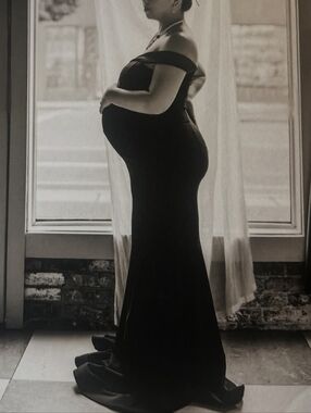 Off-Shoulder Navy Maxi Gown , Maternity Or XL